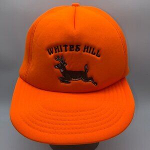 Whites Hill Hunting Deer Orange Hat Snapback Trucker Foam Cap Vintage